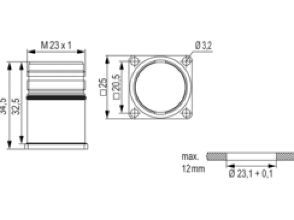 Panel Connector, Male Thread