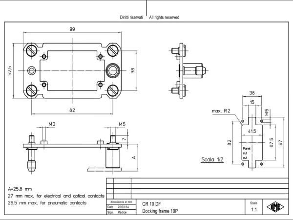 docking frame, size 57.27, stainless steel