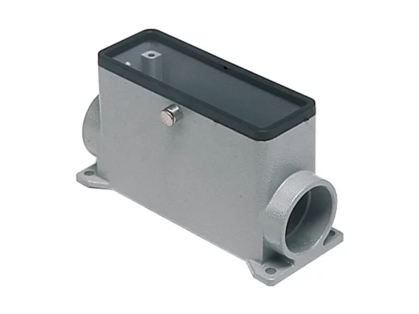 surface mounting housing, high, size 77.27, central lever alu, 2 pegs, 2xM32 side