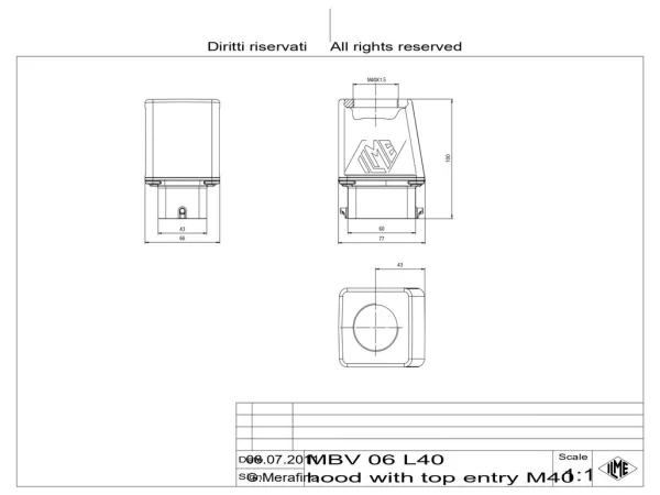 hood, size 44.27, BIG alu, 2 pegs, 1xM40 top, extended terminal compartment