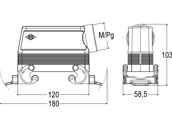 hood, high, size 104.27, C-TYPE alu, 2 levers, 1xM32 side