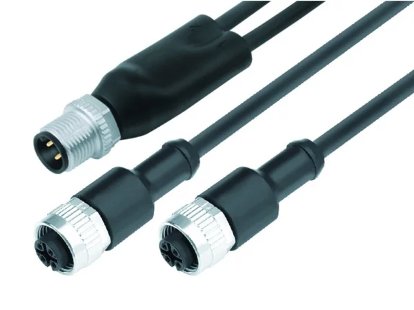 Duo male connector M12x1 - 2 female cable connectors M12x1