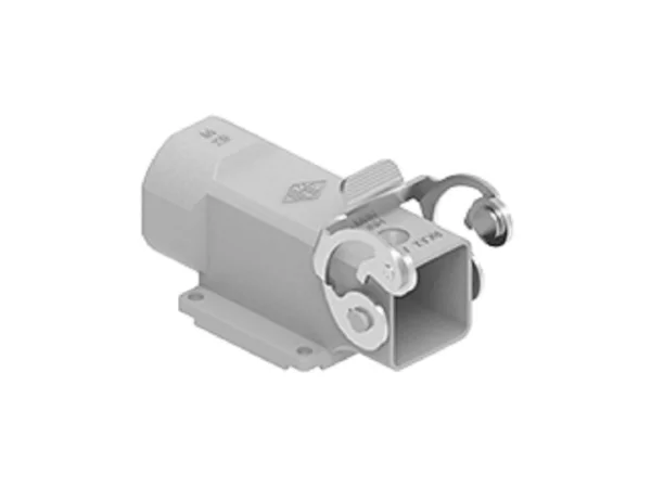 bulkhead mounting housing, angled, size 21.21, HNM alu, 1 lev. stainl. steel, 1xM25 side, closed bottom