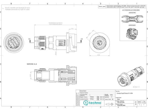 Plug connector 8P screw D7-13.5