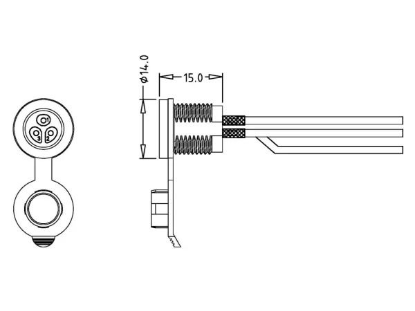Female panel mount connector, no locking (push-on)