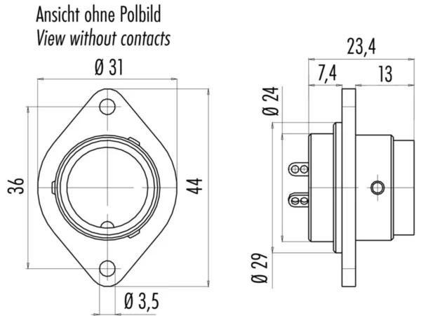 Male panel mount connector