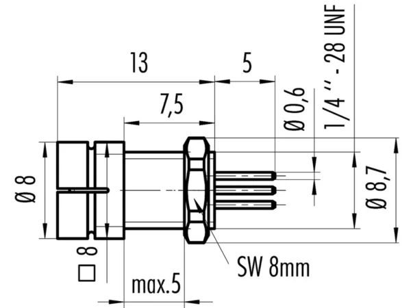 Male panel mount connector