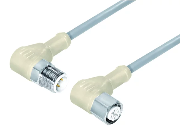 Connecting cable, male angled connector M12x1 & female angled connector M12x1