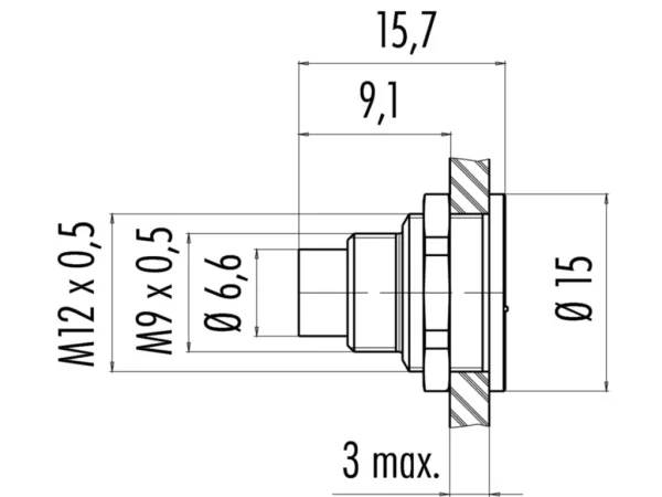 Male panel mount connector