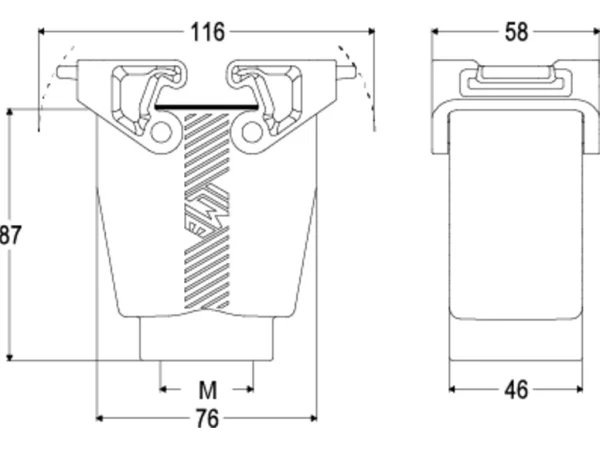 hood, high, size 57.27, T-TYPE /C plastic, 2 levers, 1xM32 top, PE-jumper