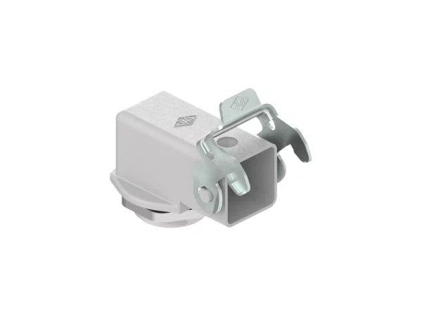 bulkhead mounting housing, angled, size 21.21, CKA zinc, 1 lever steel, 1xM25 external
