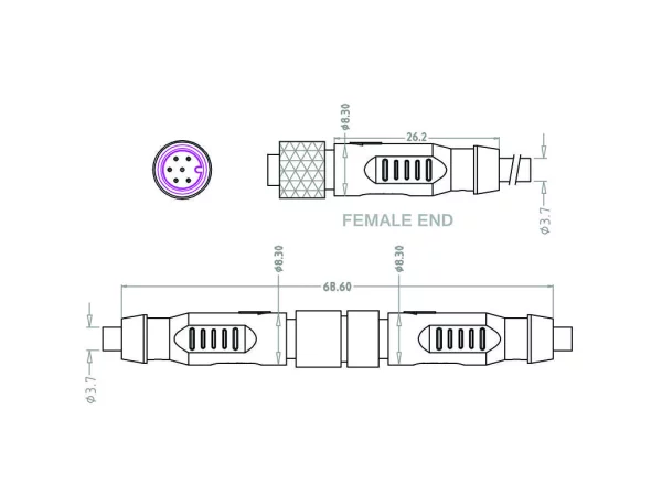 Mini C Female cable connector