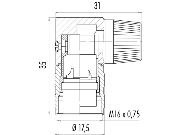 Female angled connector
