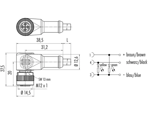 Female angled connector