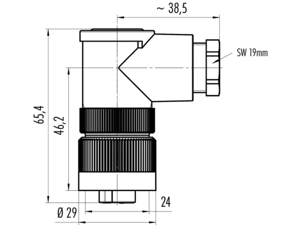 Female angled connector