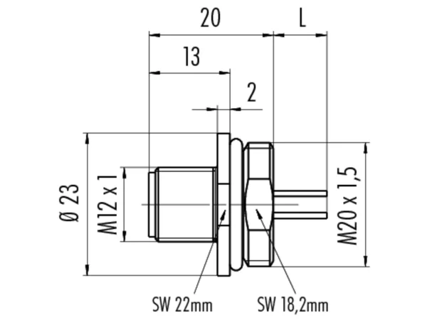 Male panel mount connector