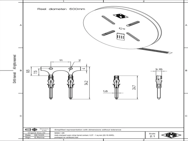 male contact, 0,37-1mm², silver, stamped crimp, 10A, series SD