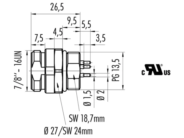 Male panel mount connector