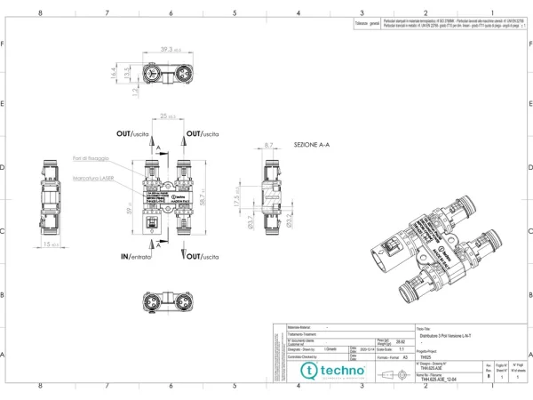 Current distributor plug & socket 3P scew