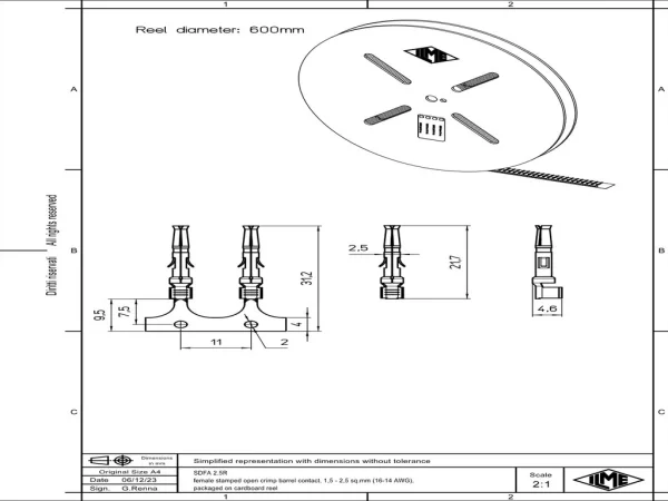 female contact, 1,50-2,50mm², silver, stamped crimp, 10A, series SD