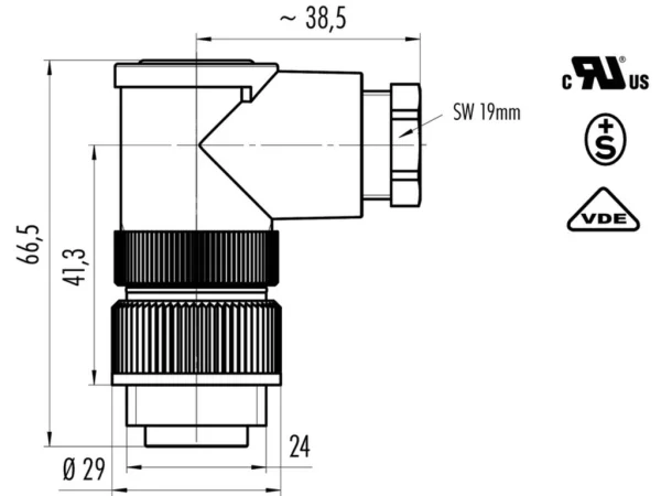 Male angled connector