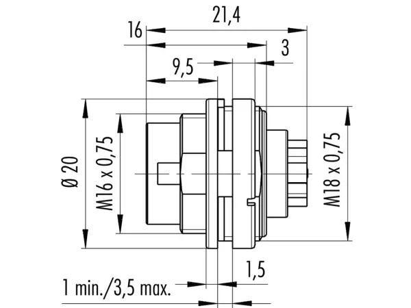 Male panel mount connector