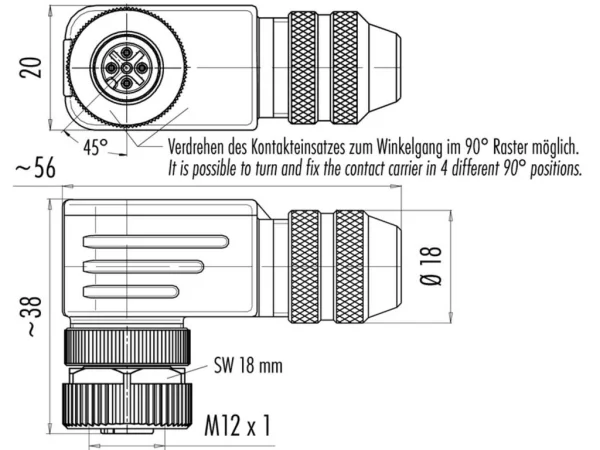 Female angled connector