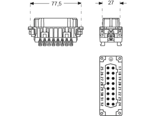 female insert, size 77.62, 16p+PE, SQUICH, 16A, 500V, no.17-32