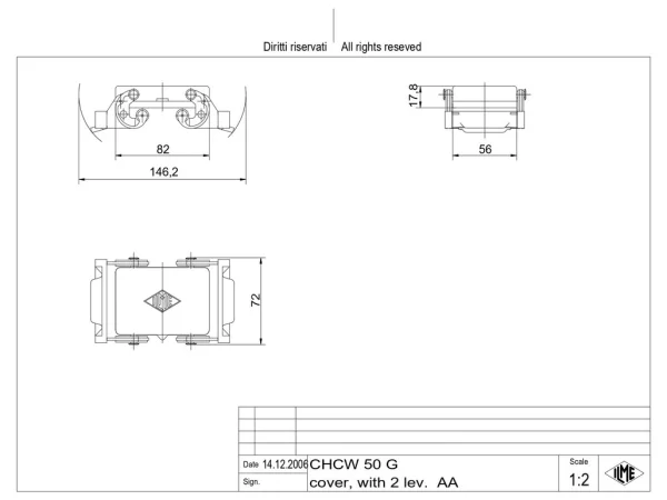 protection cover, size 66.40, W-type alu, 2 levers, gasket, loop