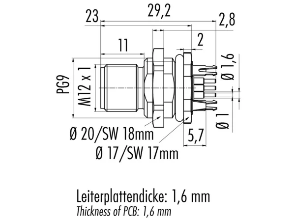 Male panel mount connector