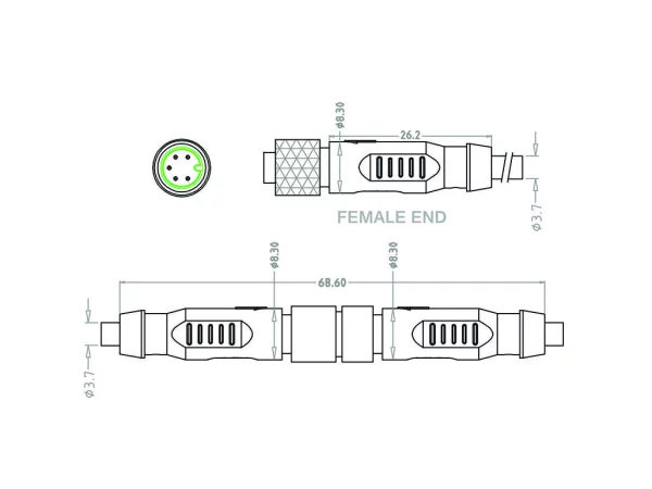 Mini C Female cable connector