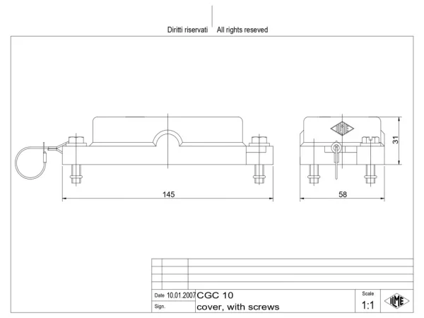 protection cover, size 57.27, IP68 alu, screw locking