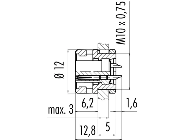 Female panel mount connector