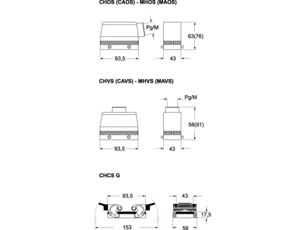 hood, high, size 77.27, EMC alu, 4 pegs, 1xM40 top