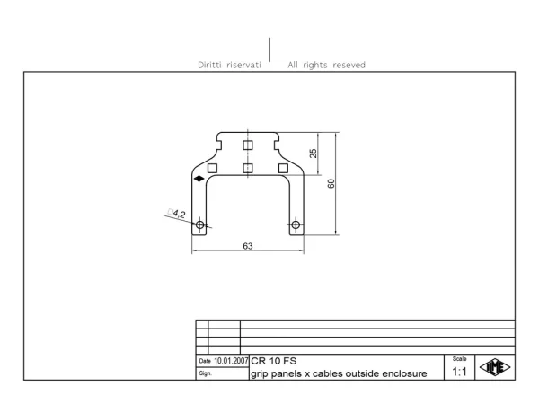 strain relief anchorage, size 57.27, steel zinc plated, for PE- and GND-connection