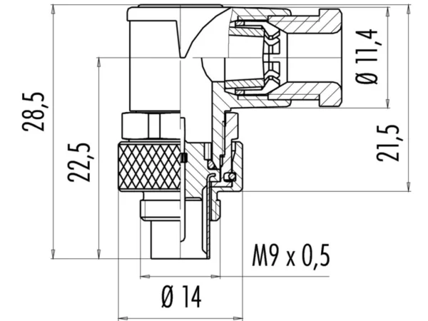 Male angled connector