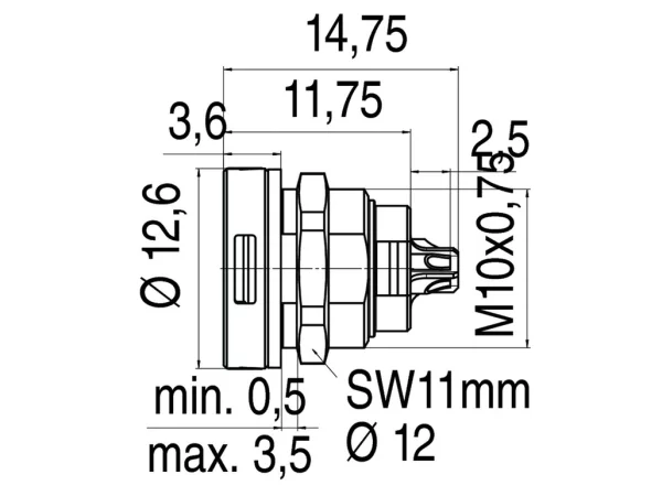 Female panel mount connector
