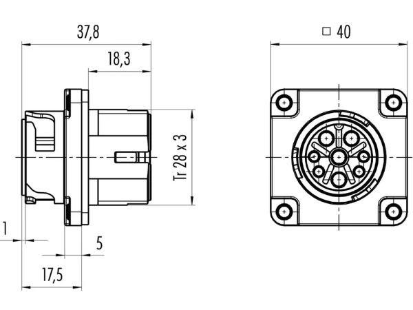 Male panel mount connector