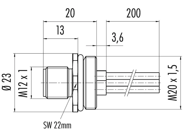 Male panel mount connector