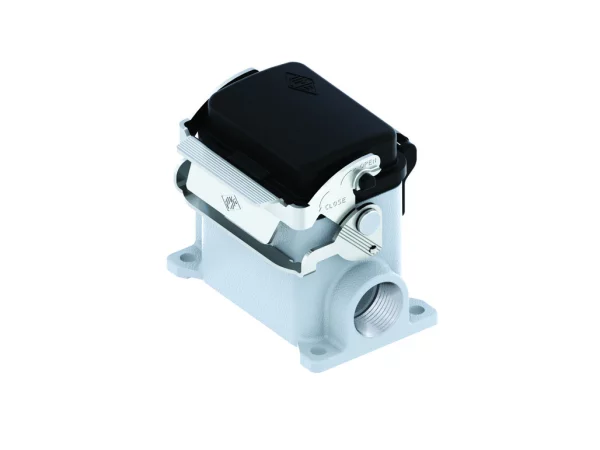 surface mount. hous., high, size 44.27, V-TYPE alu, 1 lever stainl. steel, 1xM32 side, spring cover