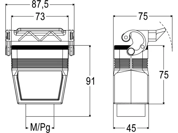 hood, high, size 57.27, C-TYPE alu, 1 lever, 1xM25 top