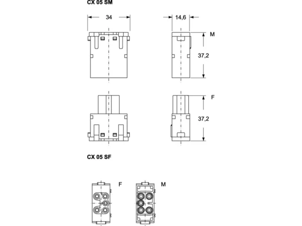 female insert, 1MU, 5p, silver, spring, 16A, 400V