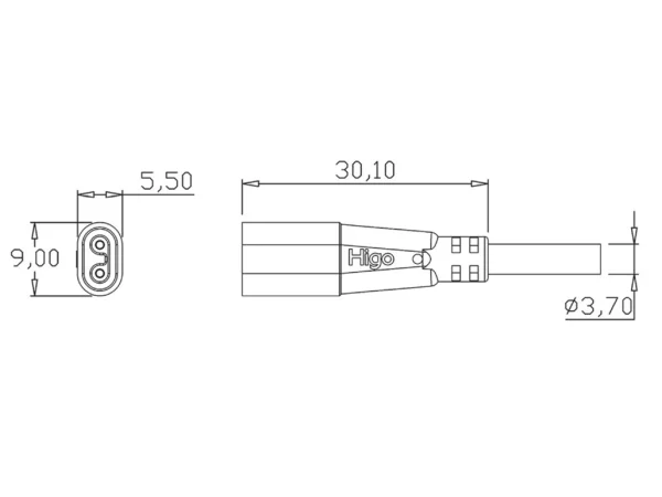 Mini E female cable connector