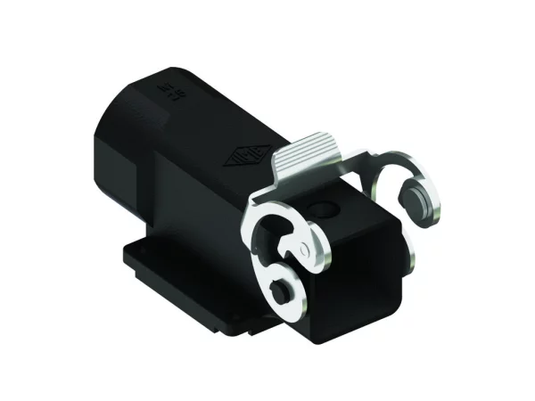 bulkhead mounting housing, angled, size 21.21, W-type zinc, 1 lever stainless steel, 1xM25 side, closed bottom