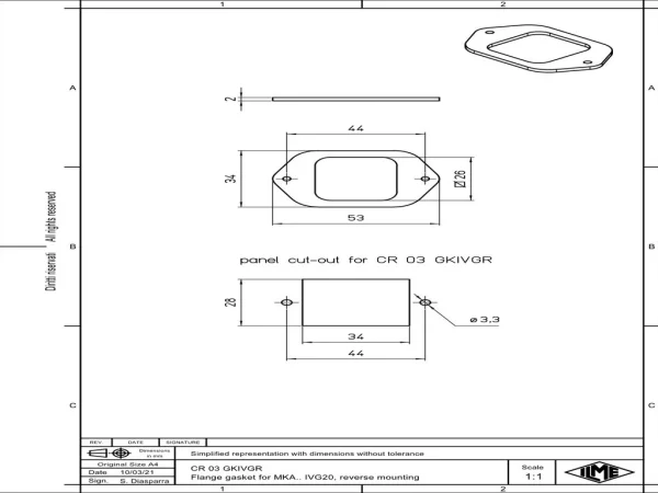 gasket, size 21.21, for feed through hood MKAS IVG20, reverse mounting
