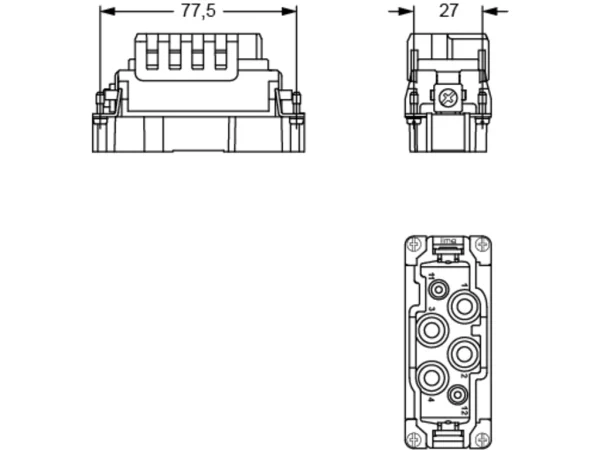 male insert, size 77.27, 4+2p+PE, crimp, 80+16A, 830+400V, HNM