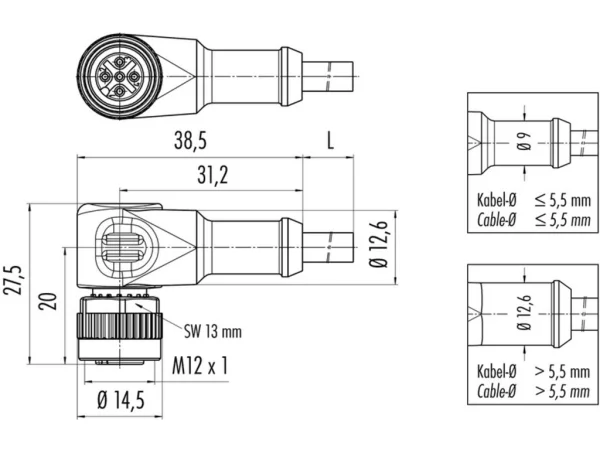 Female angled connector