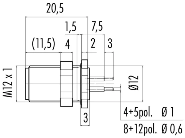 Male panel mount connector