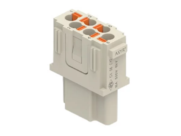 female insert, MIXO, 1 MU, 6p, silver, AXYR® push-in connection, 16A, 500V