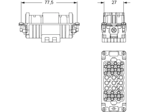 female insert, size 77.27, 9+42p+PE, crimp, 40+10A, 690+250V